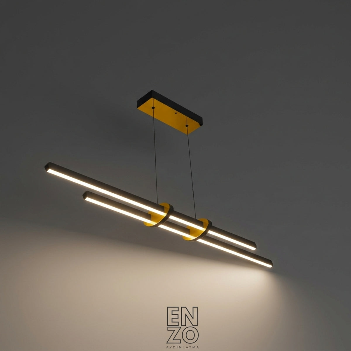 EnzoLight Cosmo 2 Lineer LED Sarkıt Avize Modern Lineer LED Sarkıt Avize - Gece Açık Işık Simülasyonu ve Homojen LED Aydınlatma Ambiyansı