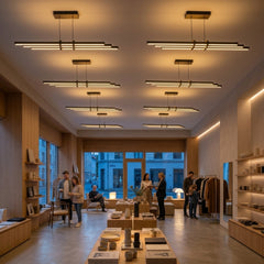 EnzoLight Cosmo Downlight Lineer LED Sarkıt Avize - Mağaza ve Showroom Tavanı İskandinav Sade Çizgilerle Akşam Açık Işıkla Homojen Sıcak Aydınlatma Ambiyansı