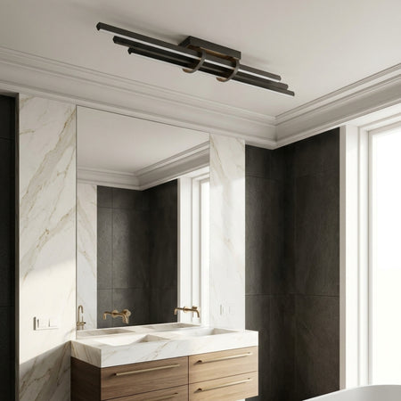 EnzoLight Cosmo Up&Down Modern LED Tavan Avize Plafonyer - Banyo ve Lavabo Alanı Avrupa İç Mimari Stilinde Gündüz Doğal Gün Işığında Tavana Montaj Görünümü