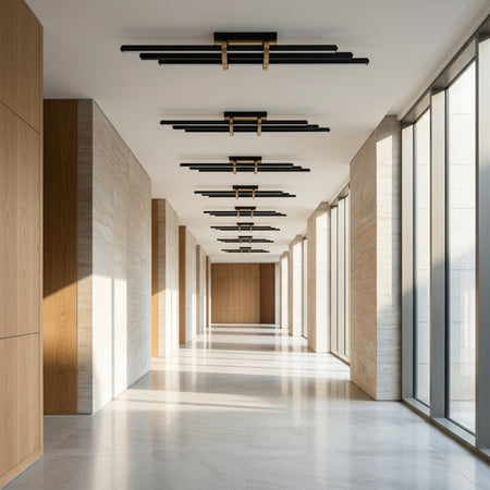 EnzoLight Cosmo Up&Down Modern LED Tavan Avize Plafonyer - Hol ve Koridor Tavanı Minimalist Yaşam Konseptinde Gündüz Doğal Gün Işığında Tavana Montaj Görünümü