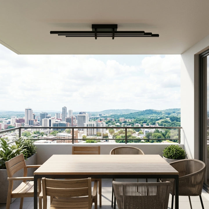 EnzoLight Cosmo Plafonyer Modern LED Tavan Avize Plafonyer - Kapalı Balkon ve Teras İskandinav Sade Çizgilerle Gündüz Doğal Gün Işığında Tavana Montaj Görünümü