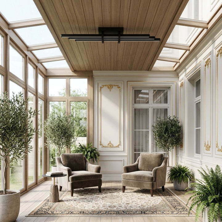 Enzo Light Cosmo Plafonyer 120cm Plafonyer Tavan Avizesi - Kış Bahçesi Gündüz Doğal Işık Altında Mekan Görünümü