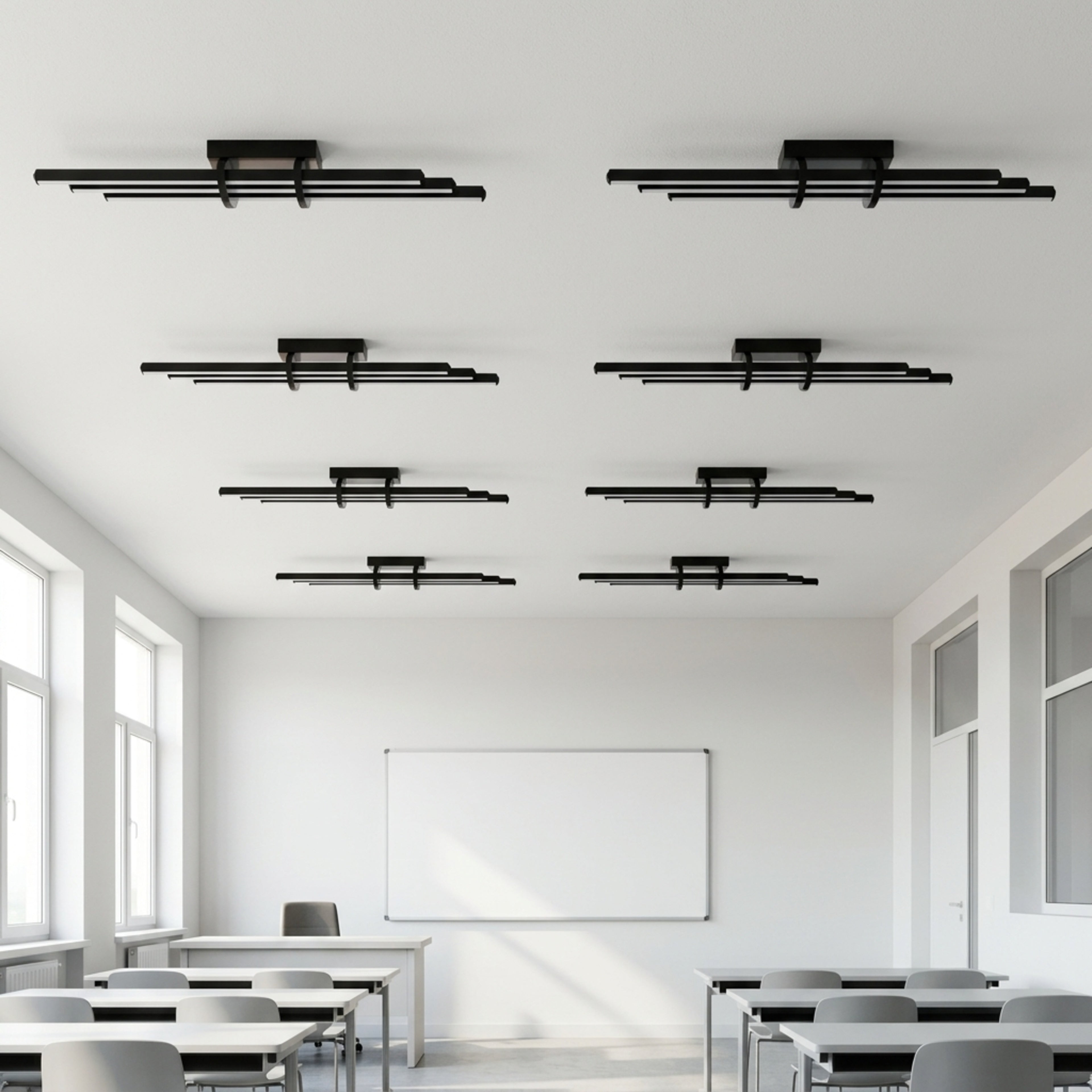 EnzoLight Cosmo Plafonyer Modern LED Tavan Avize Plafonyer - Lüks Yaşam Alanı Minimalist Yaşam Konseptinde Gündüz Doğal Gün Işığında Tavana Montaj Görünümü