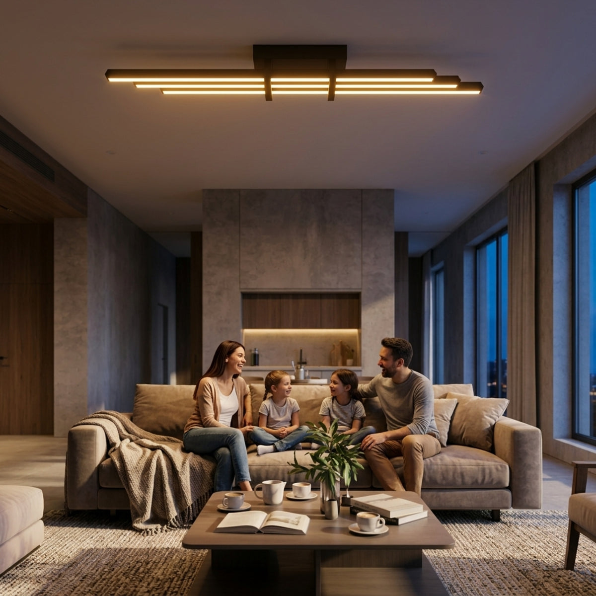 EnzoLight Cosmo Plafonyer Modern LED Tavan Avize Plafonyer - Lüks Salon ve Oturma Odası Modern Mimari Çizgilerle Akşam Açık Işıkla Homojen Sıcak Aydınlatma Ambiyansı