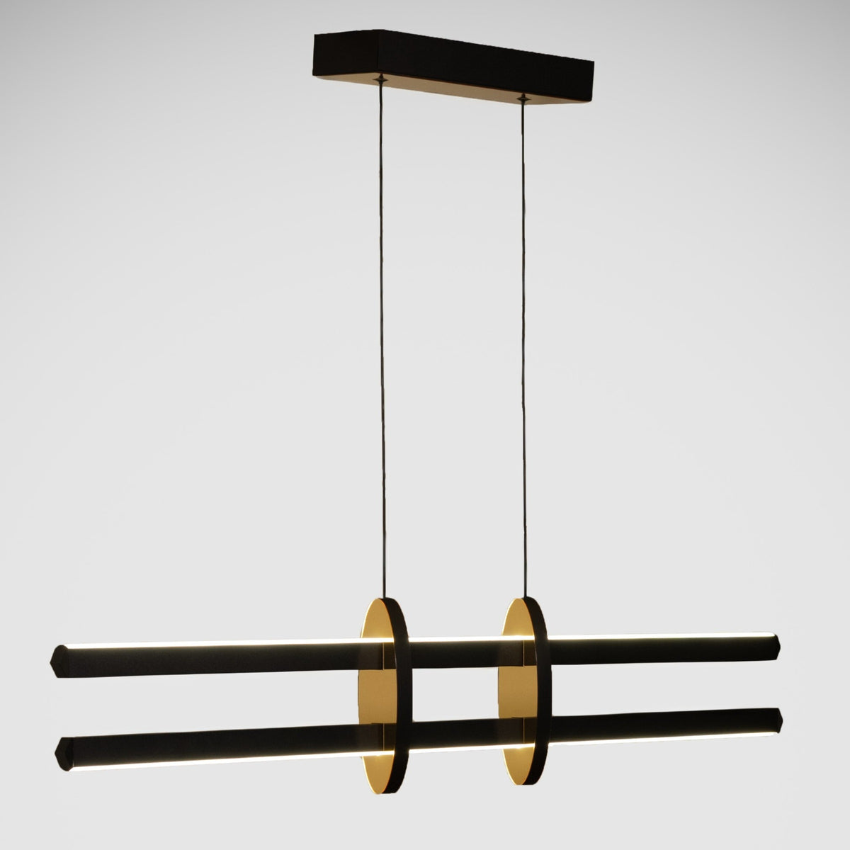 Halo serisi modern iç mekan için tasarlanan siyah çift lineer profilli aşağı yukarı ışık veren sarkıt avize.