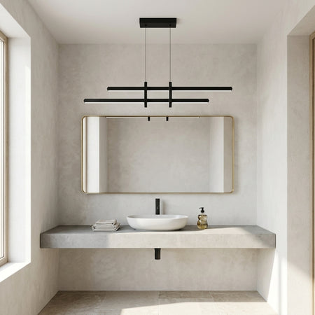 EnzoLight Halo Lineer LED Sarkıt Avize - Banyo ve Tuvalet Alanı Gündüz Doğal Gün Işığında Tavana Montaj Görünümü