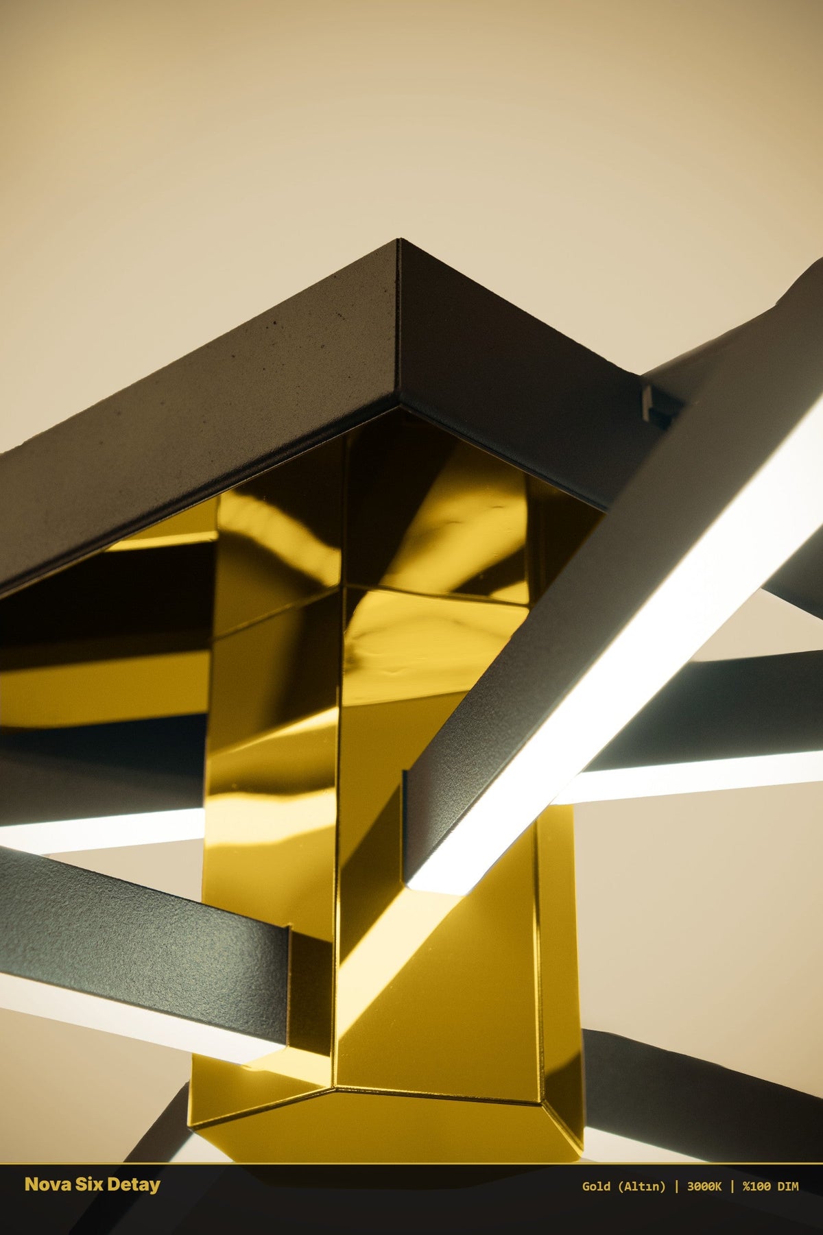 Enzo Light Nova Six Gold Kasa Salon & Oturma Odası Avizesi İç Mekan Uygulaması - 1. Sınıf Alüminyum Gövde