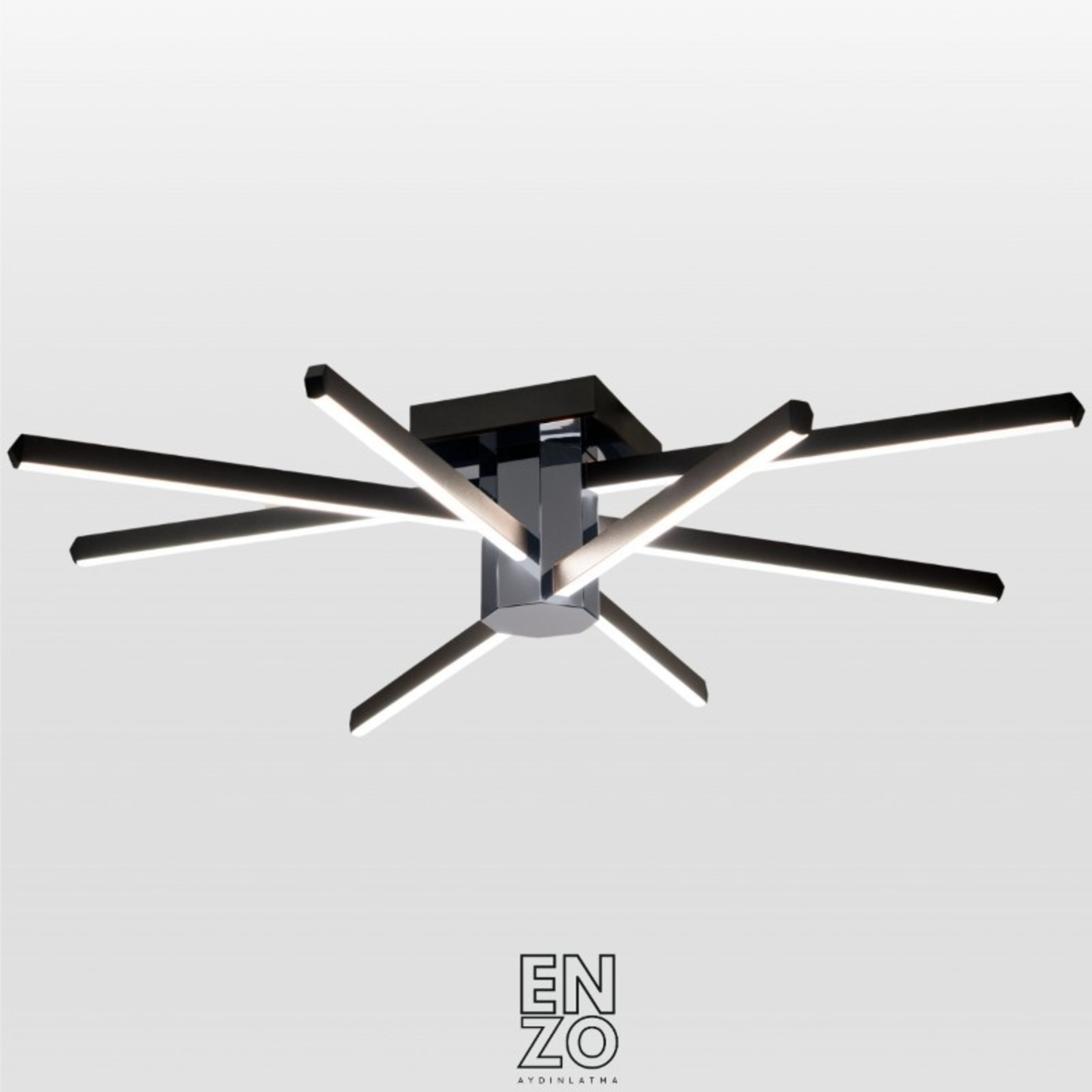 EnzoLight Nova Eight Plafonyer Tavana Sıfır Plafonyer LED Avize - 1:1 Beyaz Fon Dekupe Ana Ürün Görseli (AI Oda Tasarımı Cutout)